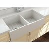 Bocchi Contempo Farmhouse Apron Front Fireclay 36 in. Double Bowl Kitchen Sink in Biscuit 1350-014-0120